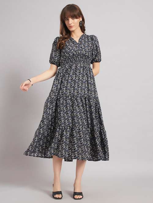 women floral puff sleeve tiered dress - 22308336 - Very Small Image - 1