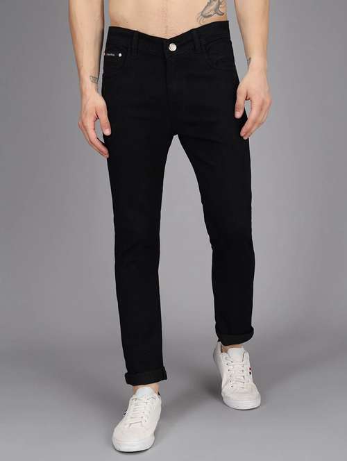 Men Plain Mid Rise Full Length Jeans - 22343318 - Very Small Image - 1