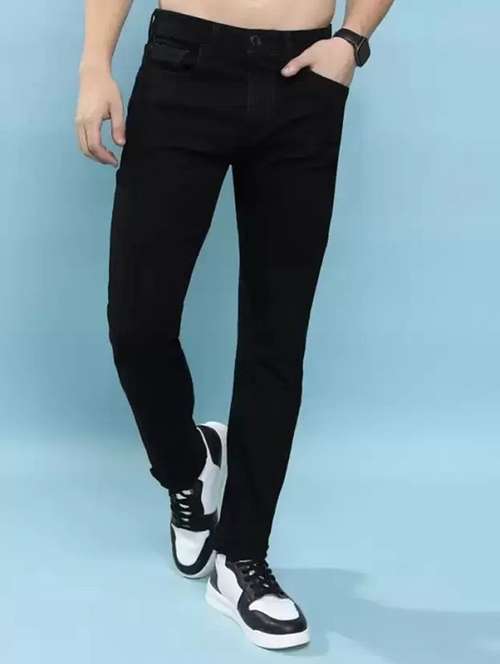 Men Plain Mid Rise Full Length Slim Fit Jeans - 22344582 - Very Small Image - 1