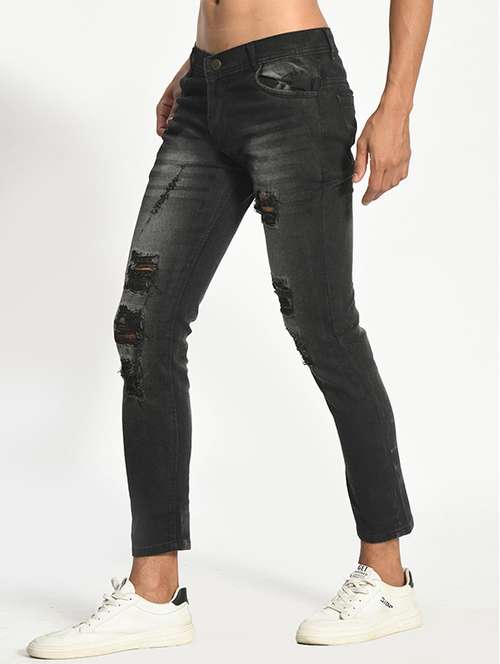 men distressed mid rise skinny jeans  - 22347158 - Very Small Image - 1