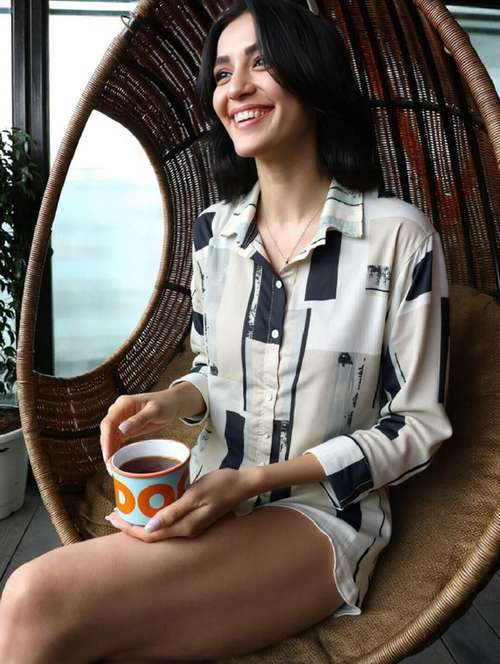 women printed collared long sleeve shirt - 22353060 - Very Small Image - 1