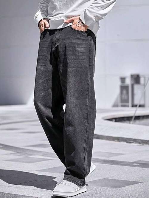 men solid mid rise baggy jeans - 22376449 - Very Small Image - 1