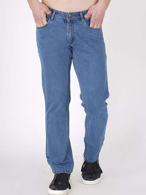 men plain mid rise full length straight jeans - 22457129 - Very Small Image - 1