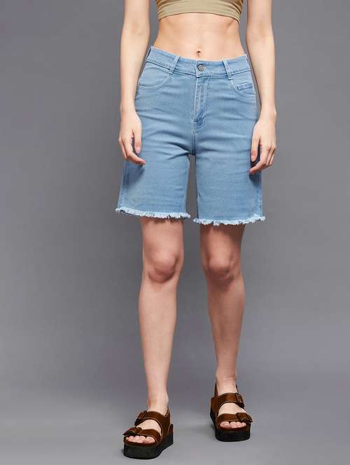 Women Solid High Rise Regular Shorts - 22511382 - Very Small Image - 1