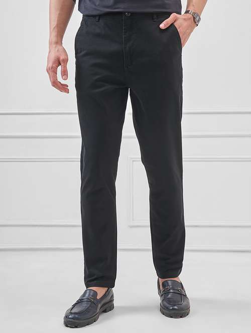 men solid mid rise flat front casual trouser - 22511835 - Very Small Image - 1