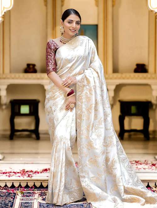 Women Self Design Banarasi Saree - 22566416 - Very Small Image - 1