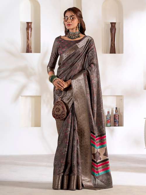 Women Printed Casual Wear Saree With Blouse - 22593501 - Very Small Image - 1