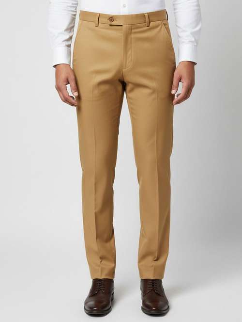 Men Solid Mid Rise Flat Formal Trouser - 22658392 - Very Small Image - 1