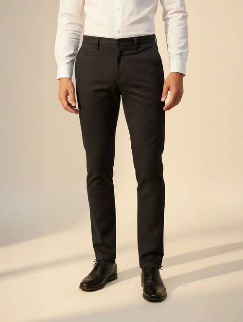 Men Solid Mid Rise Flat Formal Trouser - 22658393 - Very Small Image - 1