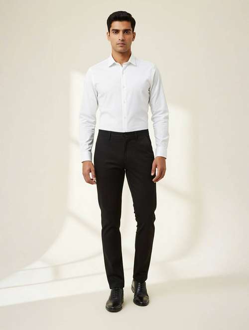 Men Solid Mid Rise Flat Formal Trouser - 22658397 - Very Small Image - 1