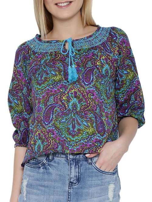multi - colour cotton top - 9839082 - Very Small Image - 1