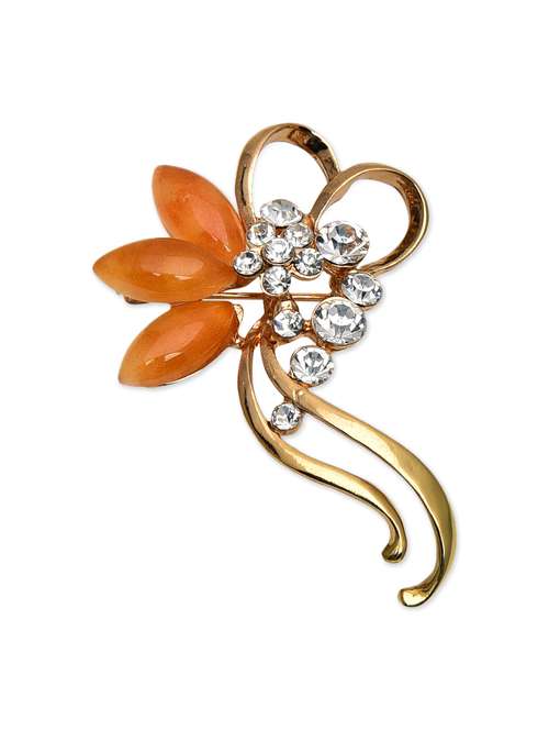  gold plated orange floral brooch - 9995094 - Very Small Image - 1